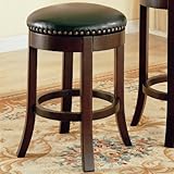 24 Inch Backless Bar Stool in Cherry with leather like seats accented with  ....
