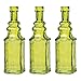 Luna Bazaar Small Vintage Glass Bottle Set (6.5-Inch, Chartreuse Green, Ella Square Design, Set of 3) - Flower Bud Vase for Home Décor and Wedding Centerpieces