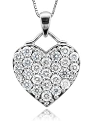 10k White Gold Heart Diamond Pendant Necklace (GH, I1-I2, 1.02 carat)