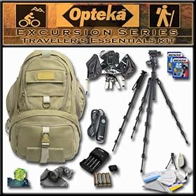 Opteka's Advanced Traveler's Essentials Kit by Opteka Package Includes Excursion Series C950 Full-Size Waterproof Canvas Backpack, Heavy Duty Tripod and Monopod and Much More! For Olympus EVOLT E-P1 & E-P2 Digital SLR Camera