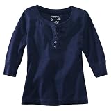 Cherokee® Girls' 3/4-Sleeve Button Up Tee - Blue L(10-12)