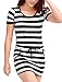 Allegra K Women Short Sleeve Stripe Drawstring Mini Tee Dresses with Pockets