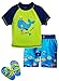 Wippette Baby Boys Cute Whale Squirt Rashguard Swim Short Set Beach Flip Flops
