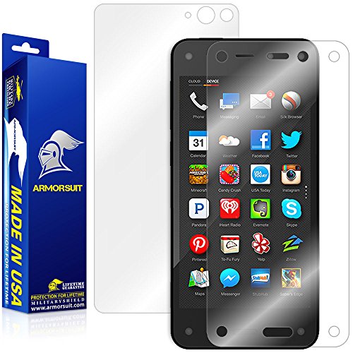 ArmorSuit MilitaryShield - Amazon Fire Phone Screen Protector + Full Body Skin Protector / Front + Back Anti-Bubble Ultra HD - Extreme Clarity & Touch Responsive Shield with Lifetime Free Replacements - Retail Packaging
