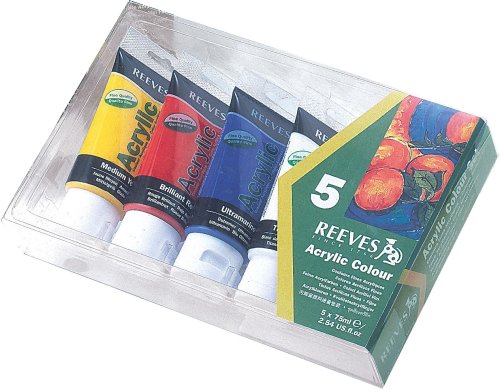 Childrens Toyshop  Toys : Reeves - 5 X 75 ml Acrylic Standard Colours
