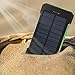 Solar Phone Charger, Grandbeing® 10000mAh Portable Battery Charger Outdoor Dual USB External Battery Pack Solar Power Bank with LED Light and Compass for iPhone iPad & Android Phones, Black Green