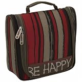 Friedrich Lederwaren 895046 - Kulturtasche, Be Happy, Streifen rot