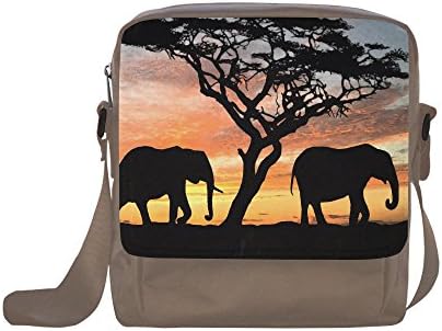 HomeWishes Elephant Nylon Cloth Crossbody Bags for Men And Women,Brown