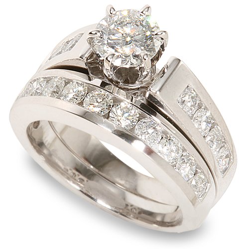 2 1/2ctw White Gold Round Bridal Set w/ 1ct Center