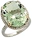 14 Karat Weissgold Grosser Steinen Ring, mit 0.32 Karat Brilliantschliff Diamanten & 12.25 Karat 18x13mm Ovalschliff Gruener Amethyst Stein, (19mm) breit