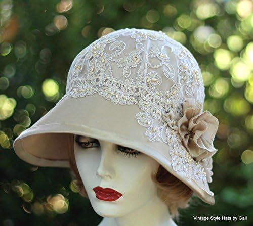 Womens Vintage 20s Style Fancy Formal Wide Brim Cloche Hat for Summer