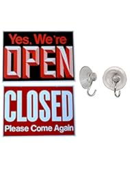 Lawn & Patio: 1 Pc Credible Modern Open Closed Hanging Sign Window Message Door Declare Retail Store Size 13" x 18" with 2 Side Printed - Thailand