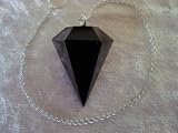 6-sided Natural Black Obsidian Gemstone Pendulum
