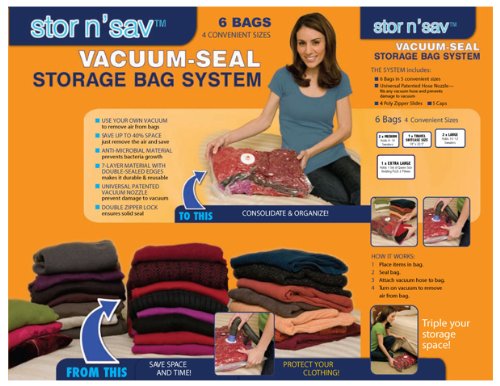 Stor N' Sav 6 Piece Vacuum Storage Bags Combo Set
