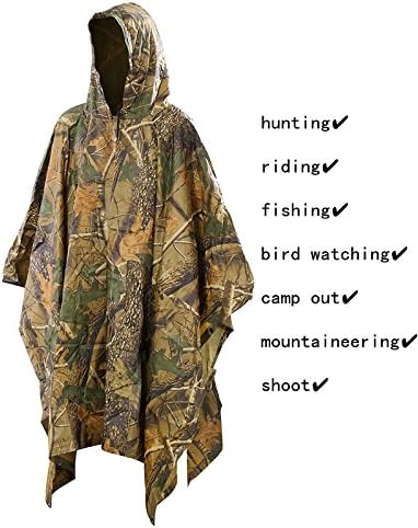 NICE Raincoat Multifunction Military Camouflage Large Size Ponchos Adult Rain Poncho, Unisex Emergency Rainwear