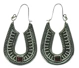 Silver Red Stone Good Luck Earring Jewelry of Bali BalineseOrganicJewelry.com