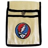 Grateful Dead 'Steal Your Face' Passport Wallet/Pouch~ Cool Red, White & Blue Embroidered GD Stealie Logo on Hemp/cotton Passport Carrier