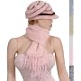 Womens / Teen Girls Polyester Knitted Scarf with Matching Black Lines Hat Set in Solid Colors - New !