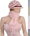 Womens / Teen Girls Polyester Knitted Scarf with Matching Black Lines Hat Set in Soli...