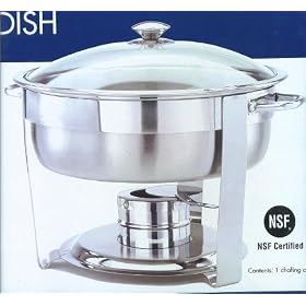 5 Quart Round Stainless Steel Chafing Dish with Glass Lid by Chef