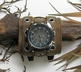3 Wide Aged Brown Leather Eyelet Watch Band..