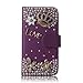 ArmyBee inc(TM) Samsung Galaxy S4 i9500 Bling Purple Crystal Love Crown Premium PU Leather Flip Wallet Case Cover Design for Girls With Card Holder / Accessory Slots (Fits: Samsung Galaxy S4 / i9500, Package includes: 1 X ArmyBee(TM) Screen Protector)