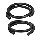 uxcell　コルゲートチューブ　ケーブル保護管　ベローズホース　2本入り　25mmの直径　ブラック　柔軟　1.3Mの長さ