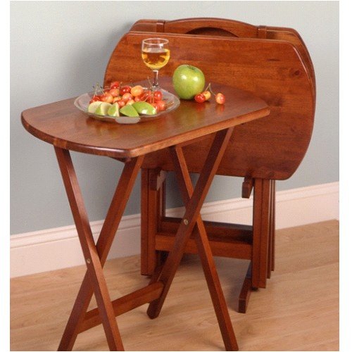 Winsome 94594 5pc Tv Table, 4 Oblong Tables With Stand-walnut