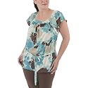 Women's Plus Size Mossimo&reg; Black: Print Knit Top with Tie Front - Ocean