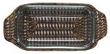 Glass High Rectangle Casserole Dish With Woven Palm Leaf Basket 12" x 5 1/2" x 3 1/4"