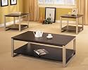 3pc Contemporary Cappuccino Finish Coffee & 2 End Table Set