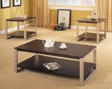 3pc Contemporary Cappuccino Finish Coffee & 2 End Table Set