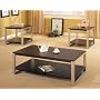 3pc Contemporary Cappuccino Finish Coffee & 2 End Table Set