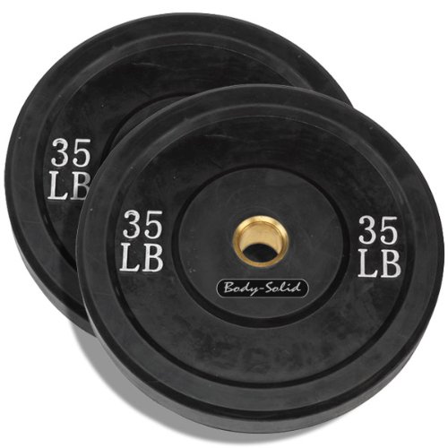 35 LB Solid Rubber Weight Plates Black Pair