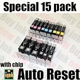 15pk PGI-220 CLI-221 SCIS Ink for Canon Printer All-in-one Pixma MP560 MP620 MP640 MX860 MX870 MP980 MP990 Photo Printers Pixma iP3600 iP4600 iP4700
