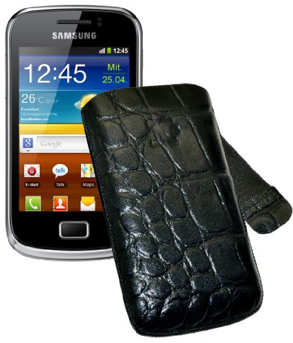 Suncase Original Tasche f&uuml;r Samsung Galaxy mini 2 S6500 croco-schwarz Preisvergleich