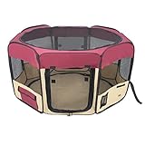 Jespet 61" MAROON Color Dog/Cat/Rabbit/Puppy Playpen 30" Height Soft Sided Playpen Exercise Tent Fence Cage Crate