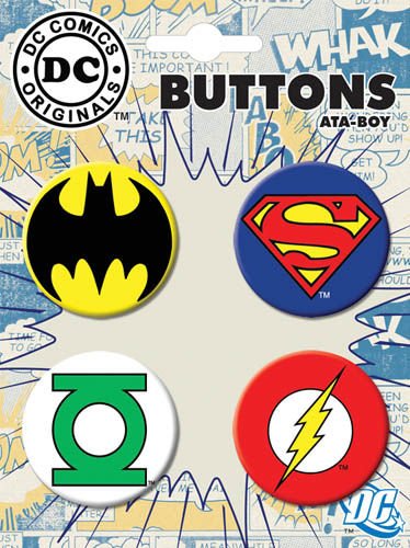  Superman DC Comics Batman Green Lantern Flash Logo Button Set 81190BT4