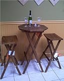 3 Piece Bar Teak Bistro Table and Chair Dining Set
