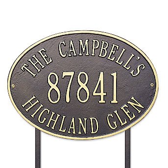 Hawthorne Standard Lawn Address Plaque - Red with Gold Type - Frontgate