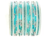 Beachcombers! Ethnic Glass Indian Wedding Bridal Bollywood Bangles Belly Dance Bracelets Set Turquoise
