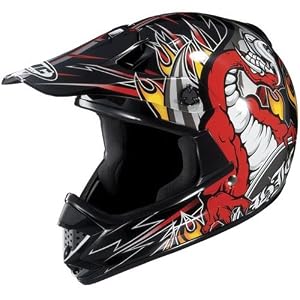 HJC Ness Youth Boys CL-X5NY Motocross Motorcycle Helmet - Color: MC-1 Black/Red/Silver, Size: Large