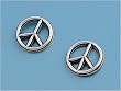 Peace Sign Stud Earring, Sterling Silver, Oxidized Finish, 11mm diameter