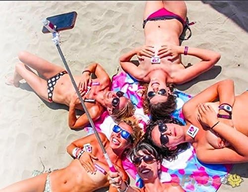 BIXU(TM) Foldable Super Mini Battery Free Selfie Stick - Extendable Wireless Cable Control Self-portrait Monopod Pole with Mount Holder for Samsung Galaxy S6/S5/S4/S3 - Pink