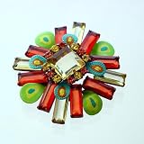 Brosche mit Acryl und echten Straßsteinen besetzt ( 5,5 cm )