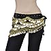 BellyLady Belly Dance Hip Scarf, Gold Coins Belly Dance Costume Skirt Wrap Belt