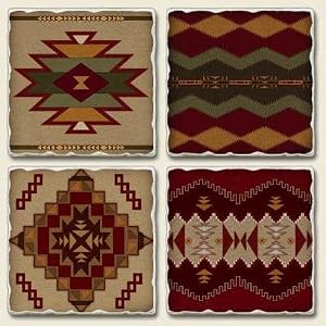 Southwest Tradition Assorted Tumbled Stone Coaster Set of 4 by