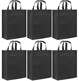 Reusable Gift Bags, Medium, Black 6 Pack