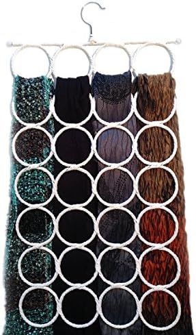 bullnorth Holder Silk towel rack, 28 ring Folding white Multi-use Hanger Generic 28 Count Circles Scarf