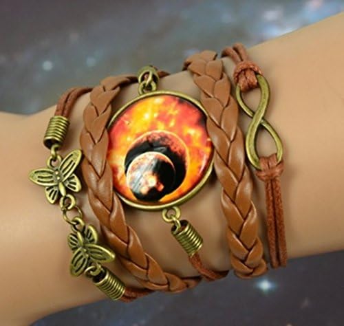 New Multilayer Braided Bracelet Bangles Milky Way Galaxy Cabochon Infinity Charms Wristband Cuff Leather Bracelet